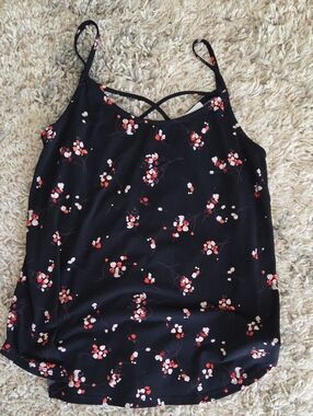 Kaileigh Blue Floral Crisscross Strap Cami